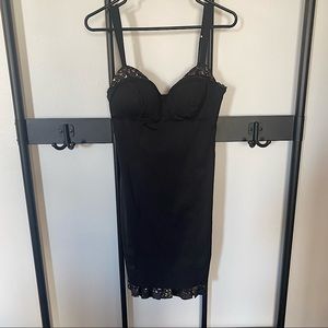 GUESS Black Bustier Body Con Dress w/ Gold & Lace Trim
